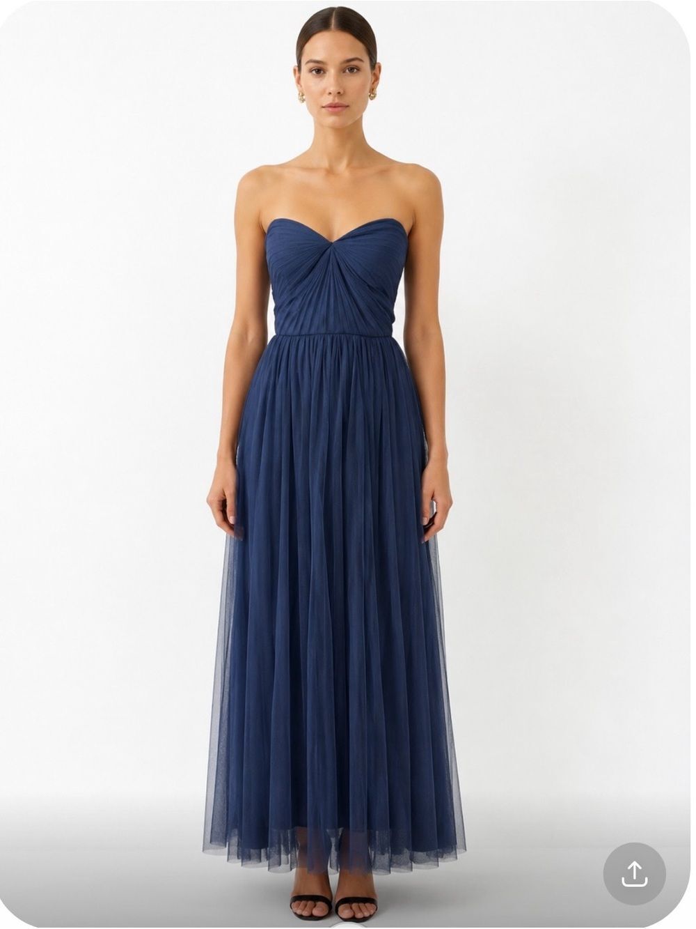 JENNY YOO Strapless Navy Tulle Evening Gown Size 8